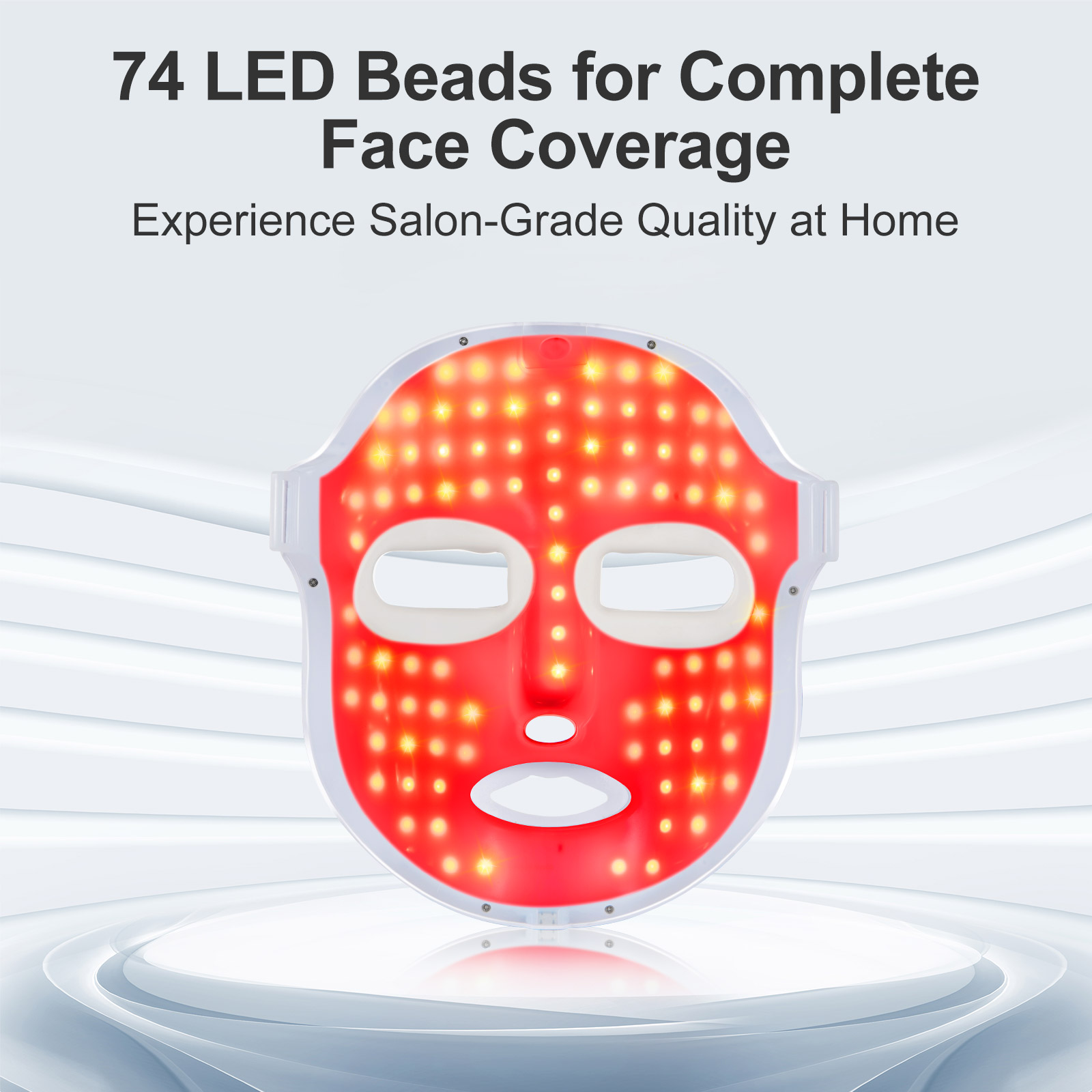 74 LED Beads for Complete Face Coverage