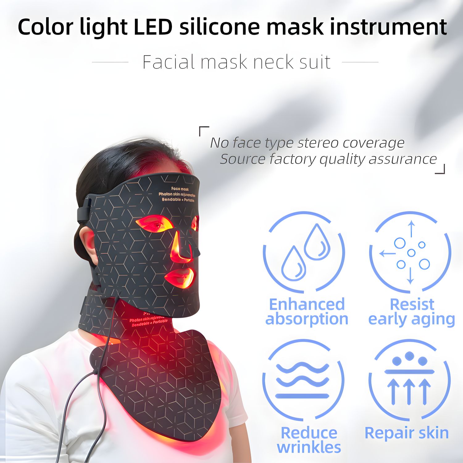 Color light LED silicone mask instrument
Facial mask neck suit